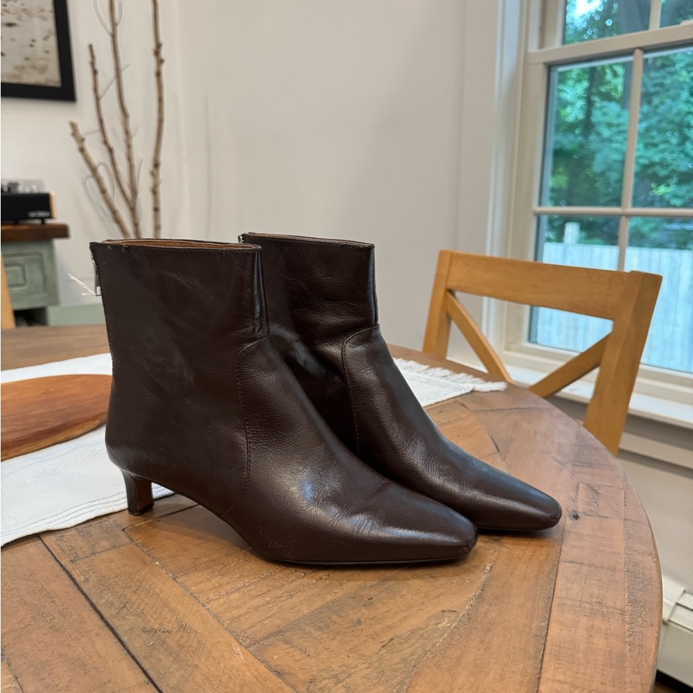 Madewell the dimes kitten heel boot in crinkle leather 7.5